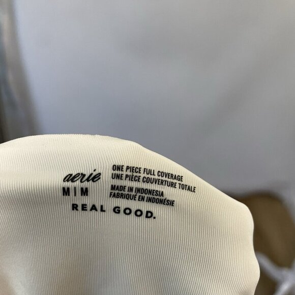 NWOT Aerie Animal Print Wrap One Piece Swimsuit Bathing Suit Tan size Medium - Picture 6 of 8